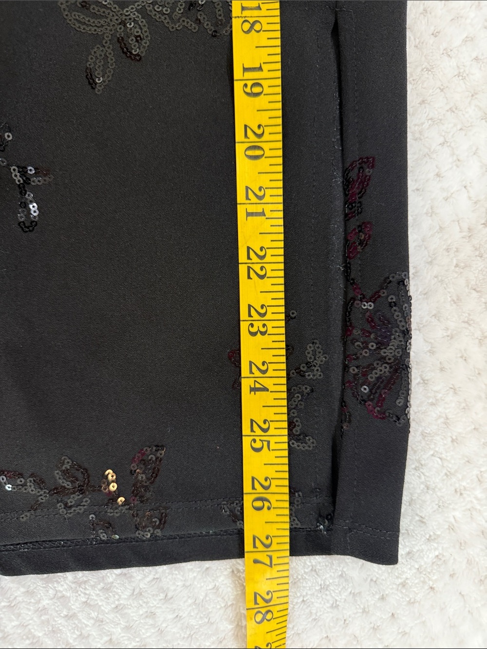 Black Sequin Floral Pencil Skirt with Side Slit - Picture 5 of 5